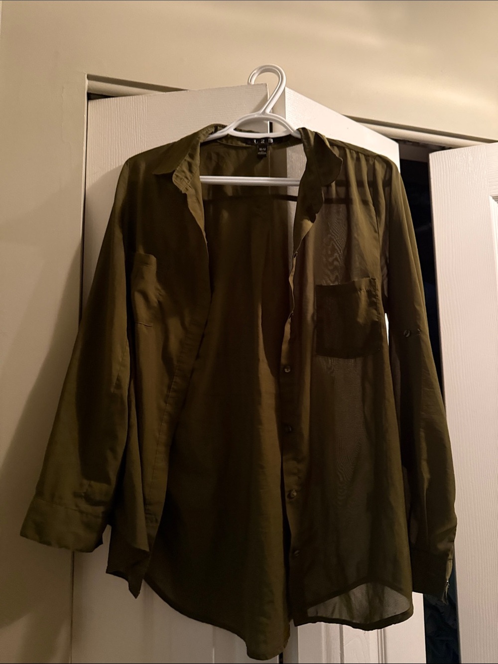 Women's Olive Green Button-Front Blouse